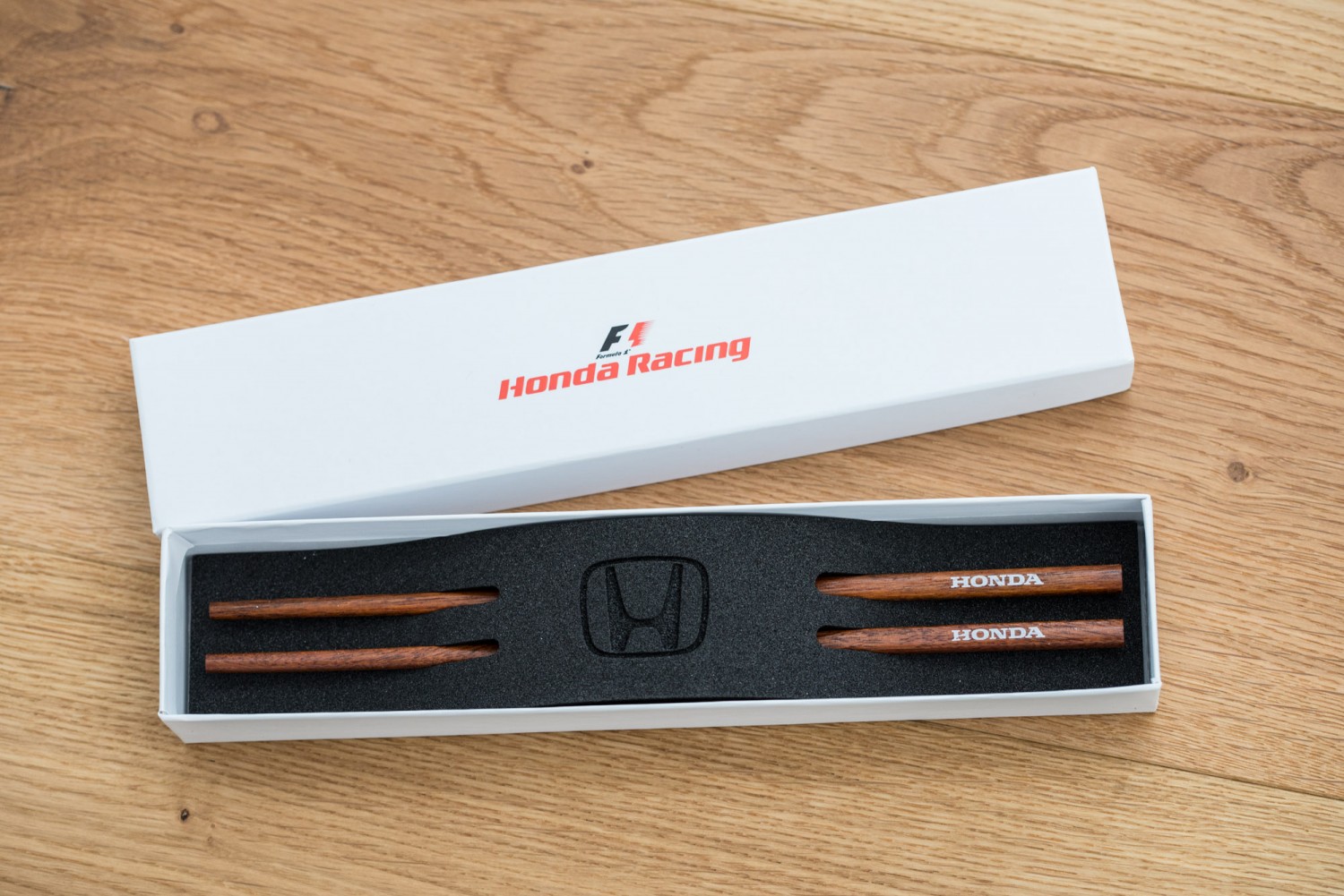 printed chopsticks in a giftbox for Honda F1