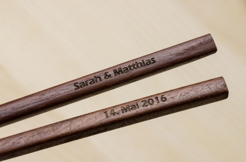 wooden wedding chopsticks with laser engraving