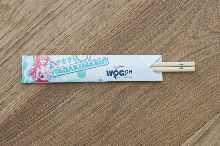 Essstäbchen mit Druck in Origamihülle Essstäbchen mit Druck in Origamihülle